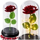 Lean Toys, wieczna róża w kopule z oświetleniem LED, czerwona, 21-11 cm