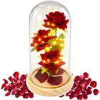 Lean Toys, wieczne róże w szklanej kopule LED, czerwone, 21,5-11 cm
