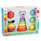 Lean Toys, zestaw zabawek sensorycznych: piramidka i piłki gumowe, 16 elementów