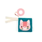 Lilliputiens, Kotka Jeanne, mini-książeczka wielofunkcyjna z szeleszczącą folią i gryzakiem, 6m+