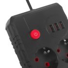 Maclean, listwa zasilająca, 2 gniazda, 3xUSB, 110-240V, AC 50/60HZ, 2.1A, 2500W, czarna, 1,5m, MCE387 B