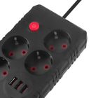 Maclean, listwa zasilająca, 4 gniazda, 3xUSB, 110-240V, AC 50/60HZ, 2.1A, 2500W, czarna, 3m, MCE393 B