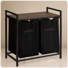 Massido, kosz na pranie, dwukomorowy na stelażu, 80l