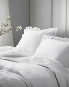 Mayamoo, pościel 3-częściowa z falbaną, biała, 160-200 cm
