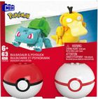 MEGA Pokemon, Pokeball Bulbasaur i Psyduck, 2 figurki, klocki, 63 elementy