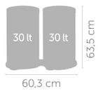 Meliconi, dwukomorowy kosz na śmieci do segregacji Ecolux 60 L, inox