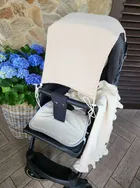 MimiNu, daszek do wózka, przeciwsłoneczna osłonka, muślin bawełniany, ciepły beż