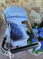 MimiNu, daszek do wózka, przeciwsłoneczna osłonka, muślin bawełniany, jeans