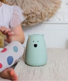 Miś, lampka silikonowa, duża, szałwiowa