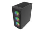 Natec, Fury Shobo SH4F RGB Midi Tower, obudowa komputerowa z oknem, czarna
