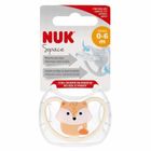 Nuk, Space, smoczek uspokajający, silikonowy, lisek, 0-6m