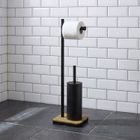 Nuxio, Ivlo, szczotka do WC z uchwytem na papier toaletowy i bambusową podstawką, 65 cm