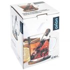 Orion, kubek szklany z zaparzaczem i podstawką bambusową, domki, 3 elementy, 400 ml