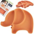 Orion, talerz dla dziecka, silikonowy, dzielony, pomarańczowy słonik, 23,5-19-3,5 cm