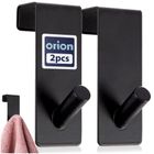 Orion, wieszak na drzwi, metalowy, czarny, 3-5-8 cm, 2 szt.