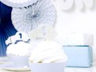 PartyDeco, dekoracje do muffinek 1st Birthday, srebrny, 6 szt.