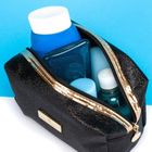 Peterson, kosmetyczka prostokątna, brokatowa, czarna