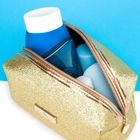 Peterson, kosmetyczka prostokątna, brokatowa, złota