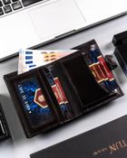 Portfel, brązowy, skórzany, Peterson