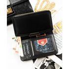 Portfel, czarny, skóra ekologiczna, RFID, Peterson