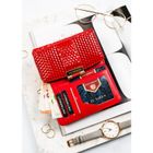 Portfel, czerwony, skóra ekologiczna, Peterson