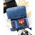 Portfel, granatowy, skóra ekologiczna, RFID, Peterson