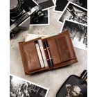 Portfel, jasnobrązowy, skórzany, RFID, Peterson