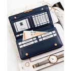 Portfel-piórnik, granatowy, skóra ekologiczna, RFID, Rovicky