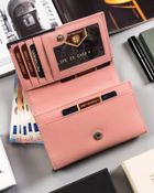 Portfel, różowy, skórzany, Peterson