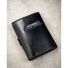 Portfel z brelokiem, czarny, skórzany, Peterson