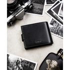 Portfel z brelokiem, czarny, skórzany, Peterson