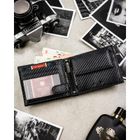 Portfel z brelokiem, czarny, skórzany, Peterson