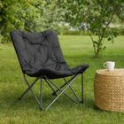 Redcliffs, krzesło kempingowe z poduszką adve, czarne, 74-83-91 cm