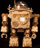 Robotime, Pozytywka LED, Steampunk Robot, drewniane puzzle 3D, 221 elementy