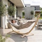Saska Garden, Etno, hamak ogrodowy z drążkiem, 1 osobowy, czarno-biały, 200-100 cm