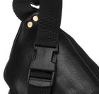 Saszetka na biodro, nerka, czarna, skórzana, Peterson