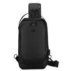 Saszetka na ramię, czarna, skórzana, Rovicky