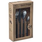 Secret de Gourmet, zestaw sztućców dla 6 osób, Geomhygge, z czarną rączką w kropki