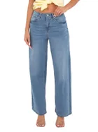Spodnie jeansowe damskie, wide leg, niebieskie, Sublevel