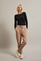 Spodnie materiałowe damskie, brązowe, Moodo