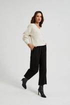 Spodnie materiałowe damskie, czarne, Moodo