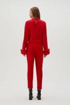 Spodnie materiałowe damskie, czerwone, Moodo