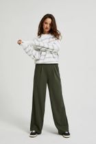 Spodnie materiałowe damskie, khaki, Moodo