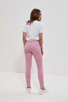 Spodnie materiałowe damskie, różowe, Moodo