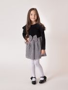 Sukienka dziewczęca z długim rękawem, biało-czarna, Nicol
