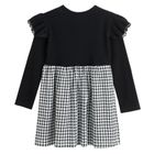 Sukienka dziewczęca z długim rękawem, biało-czarna, Nicol
