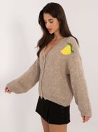 Sweter damski, rozpinany, beżowy, Italy Moda