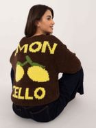 Sweter damski, rozpinany, brązowy, Italy Moda