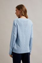 Sweter damski, rozpinany, niebieski, Moodo