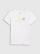 T-shirt chłopięcy, biały, 4F